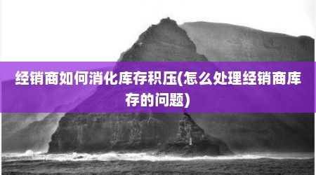 经销商如何消化库存积压(怎么处理经销商库存的问题)