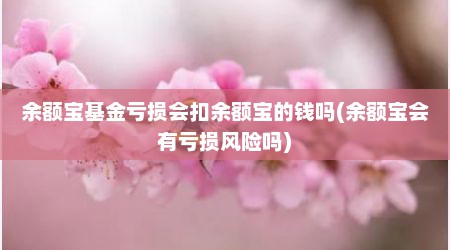 余额宝基金亏损会扣余额宝的钱吗(余额宝会有亏损风险吗)