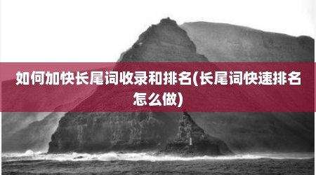 如何加快长尾词收录和排名(长尾词快速排名怎么做)