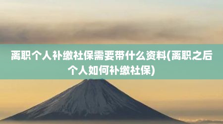 离职个人补缴社保需要带什么资料(离职之后个人如何补缴社保)