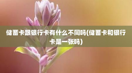 储蓄卡跟银行卡有什么不同吗(储蓄卡和银行卡是一张吗)