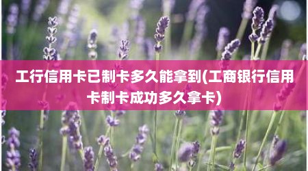 工行信用卡已制卡多久能拿到(工商银行信用卡制卡成功多久拿卡)