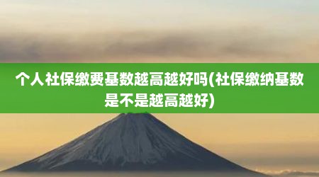 个人社保缴费基数越高越好吗(社保缴纳基数是不是越高越好)
