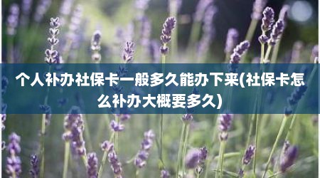 个人补办社保卡一般多久能办下来(社保卡怎么补办大概要多久)