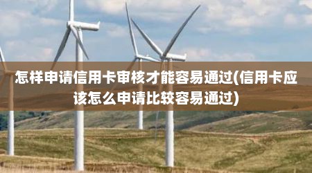 怎样申请信用卡审核才能容易通过(信用卡应该怎么申请比较容易通过)