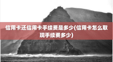 信用卡还信用卡手续费是多少(信用卡怎么取现手续费多少)