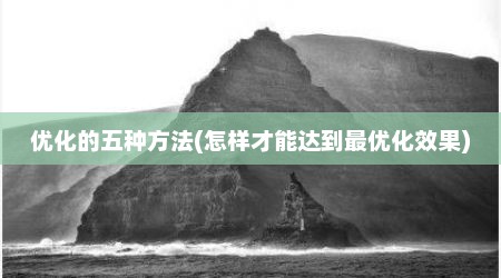 优化的五种方法(怎样才能达到最优化效果)