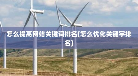 怎么提高网站关键词排名(怎么优化关键字排名)