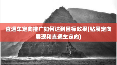 直通车定向推广如何达到目标效果(钻展定向展现和直通车定向)