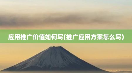 应用推广价值如何写(推广应用方案怎么写)