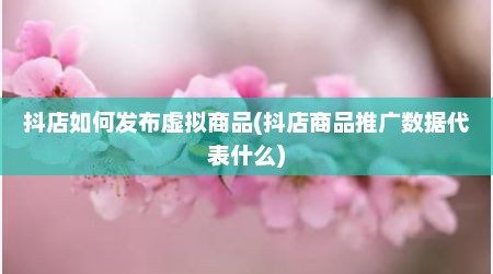 抖店如何发布虚拟商品(抖店商品推广数据代表什么)