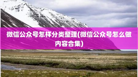 微信公众号怎样分类整理(微信公众号怎么做内容合集)