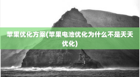 苹果优化方案(苹果电池优化为什么不是天天优化)