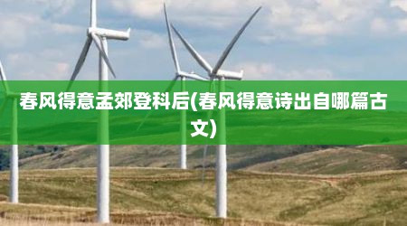 春风得意孟郊登科后(春风得意诗出自哪篇古文)