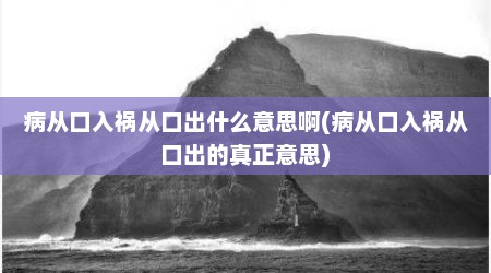 病从口入祸从口出什么意思啊(病从口入祸从口出的真正意思)