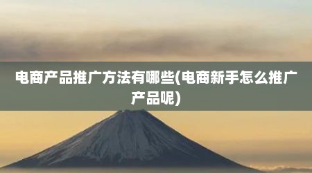 电商产品推广方法有哪些(电商新手怎么推广产品呢)