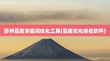 苏州百度关键词优化工具(百度优化排名软件)