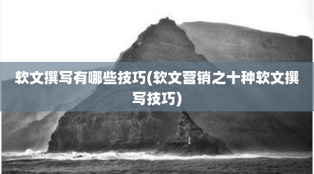 软文撰写有哪些技巧(软文营销之十种软文撰写技巧)