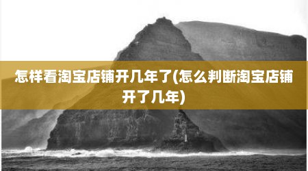 怎样看淘宝店铺开几年了(怎么判断淘宝店铺开了几年)