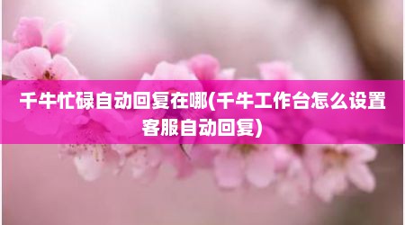 千牛忙碌自动回复在哪(千牛工作台怎么设置客服自动回复)