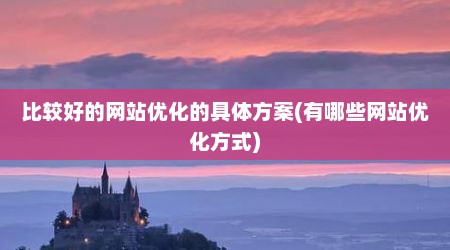 比较好的网站优化的具体方案(有哪些网站优化方式)
