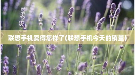 联想手机卖得怎样了(联想手机今天的销量)