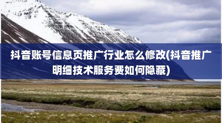 抖音账号信息页推广行业怎么修改(抖音推广明细技术服务费如何隐藏)