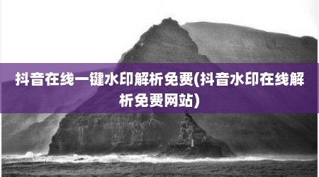 抖音在线一键水印解析免费(抖音水印在线解析免费网站)