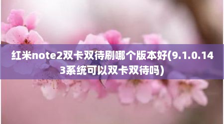 红米note2双卡双待刷哪个版本好(9.1.0.143系统可以双卡双待吗)