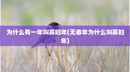 为什么有一年叫寡妇年(无春年为什么叫寡妇年)