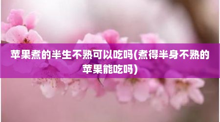 苹果煮的半生不熟可以吃吗(煮得半身不熟的苹果能吃吗)
