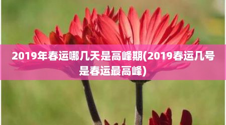 2019年春运哪几天是高峰期(2019春运几号是春运最高峰)