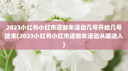 2023小红书小红市迎新年活动几号开始几号结束(2023小红书小红市迎新年活动从哪进入)