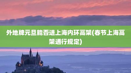 外地牌元旦能否进上海内环高架(春节上海高架通行规定)