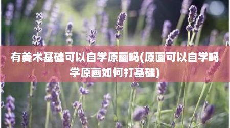 有美术基础可以自学原画吗(原画可以自学吗学原画如何打基础)