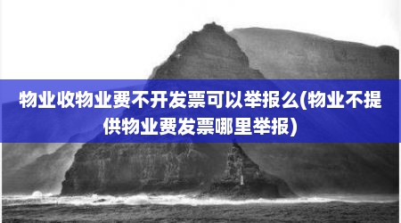 物业收物业费不开发票可以举报么(物业不提供物业费发票哪里举报)