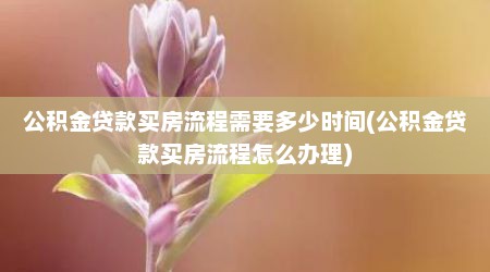 公积金贷款买房流程需要多少时间(公积金贷款买房流程怎么办理)