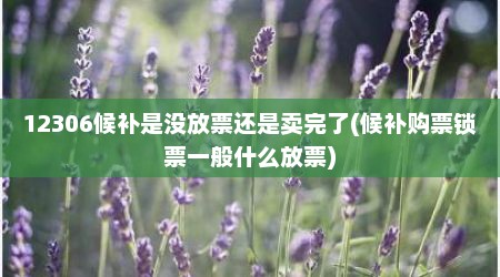 12306候补是没放票还是卖完了(候补购票锁票一般什么放票)