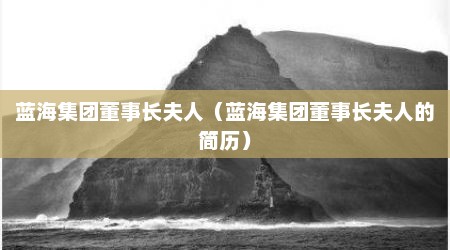 蓝海集团董事长夫人（蓝海集团董事长夫人的简历）