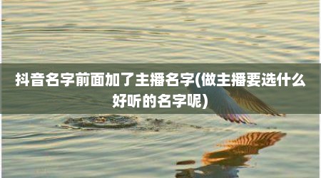 抖音名字前面加了主播名字(做主播要选什么好听的名字呢)