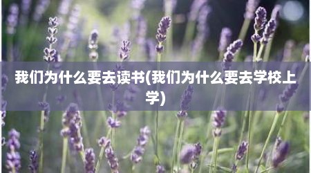 我们为什么要去读书(我们为什么要去学校上学)