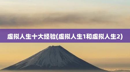 虚拟人生十大经验(虚拟人生1和虚拟人生2)