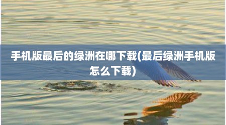 手机版最后的绿洲在哪下载(最后绿洲手机版怎么下载)