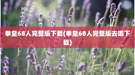 拳皇68人完整版下载(拳皇68人完整版去哪下载)