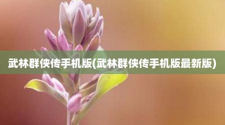 武林群侠传手机版(武林群侠传手机版最新版)