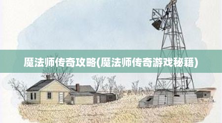 魔法师传奇攻略(魔法师传奇游戏秘籍)