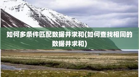 如何多条件匹配数据并求和(如何查找相同的数据并求和)