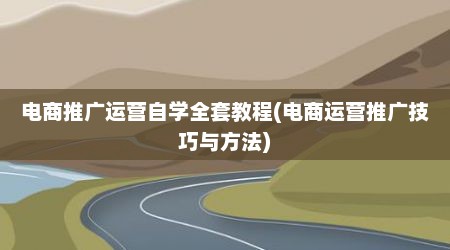 电商推广运营自学全套教程(电商运营推广技巧与方法)