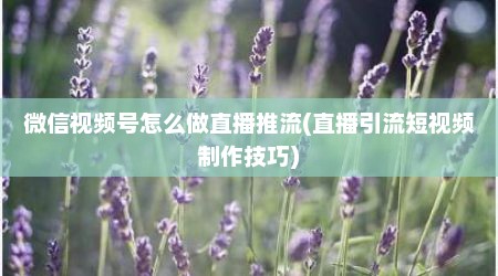 微信视频号怎么做直播推流(直播引流短视频制作技巧)