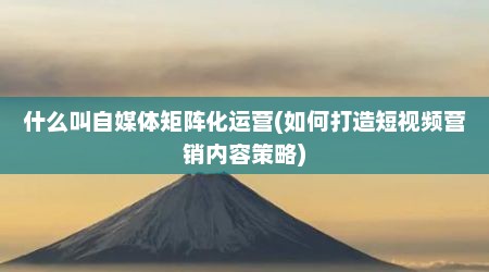什么叫自媒体矩阵化运营(如何打造短视频营销内容策略)